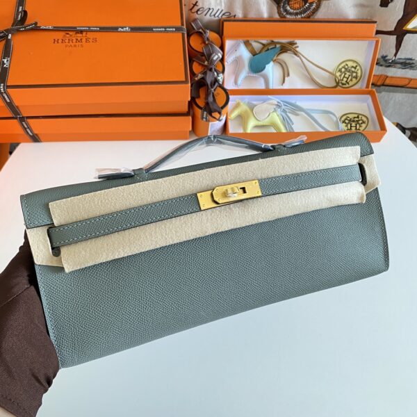 Hermes Kelly Cut Wallet - Almond Green - Image 2