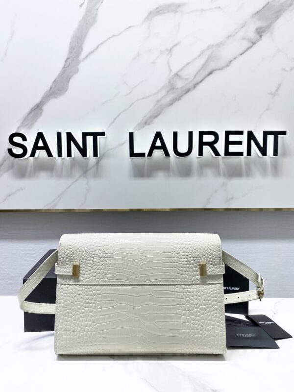 YSL Women Manhattan Baguette Box Large Leather Bag - White - Image 5