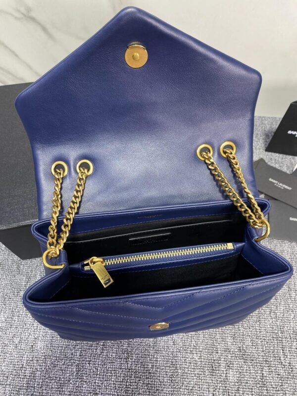 YSL LouLou Y-Shaped Satchel Medium Handbag - Dark Blue - Image 3