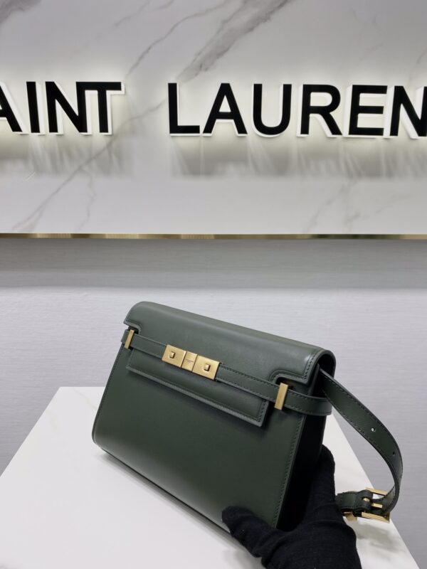 YSL Women Manhattan Baguette Box Large Leather Bag - Green - Image 5