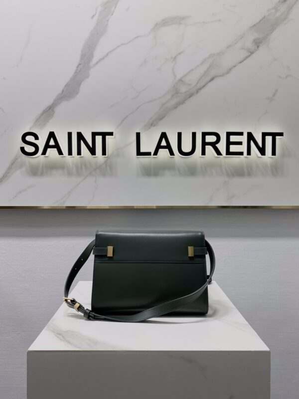 YSL Women Manhattan Baguette Box Large Leather Bag - Green - Image 2