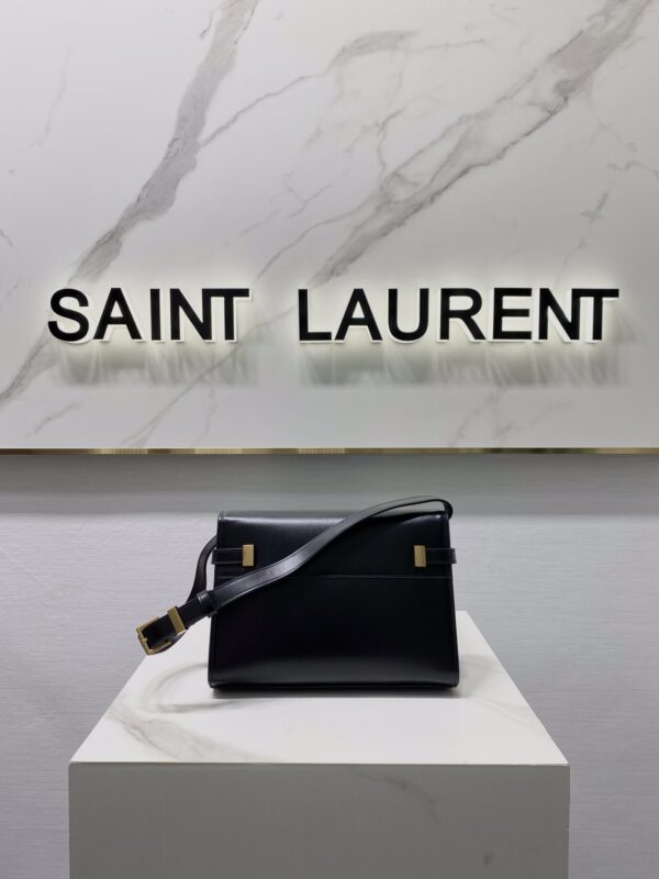 YSL Women Manhattan Baguette Box Large Leather Bag - Black - Image 5