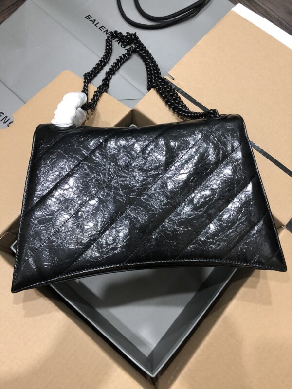 Balenciaga Crush Hourglass Medium Chain Bag - Black - Image 4